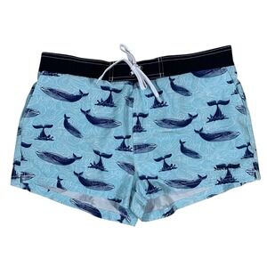 Meegsking Blue Whale Print Swim Shorts XXL Drawstring Quick Dry Beach Shorts